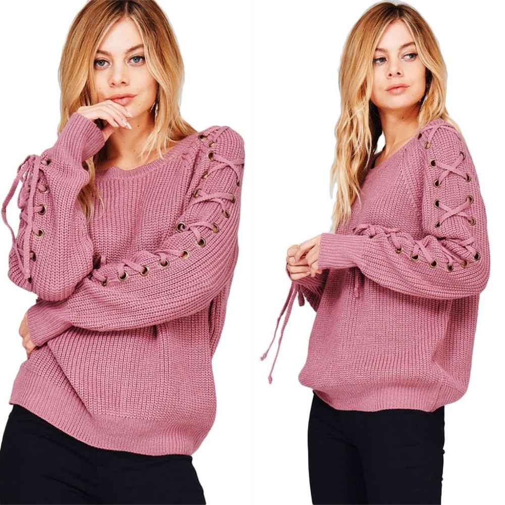 Cozy Lace up Knit sweater Top